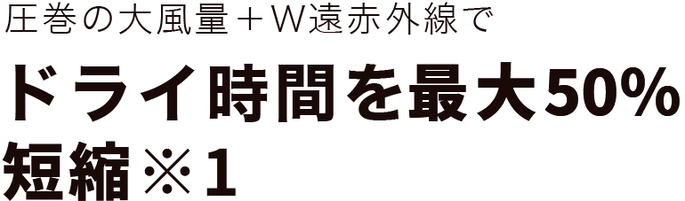 圧巻の大風量＋W遠赤外線でドライ時間を大幅短縮